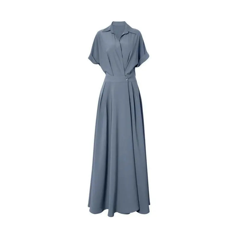 Turn-down Collar Women A-line Dress Long Sleeve Slim Waist Vestidos - Blade & Thread