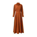 Turn-down Collar Women A-line Dress Long Sleeve Slim Waist Vestidos nowadaysfashion