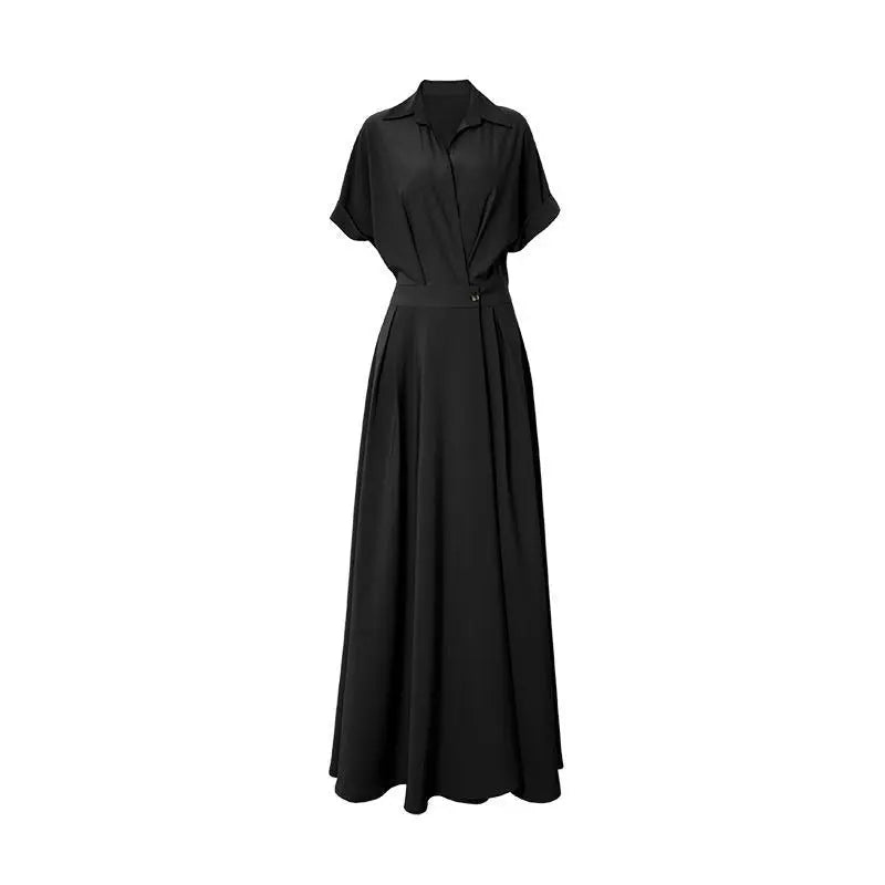 Turn-down Collar Women A-line Dress Long Sleeve Slim Waist Vestidos - Blade & Thread