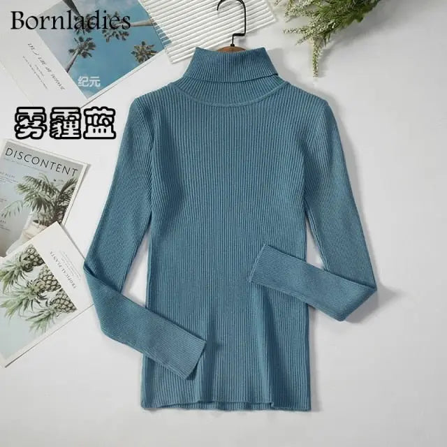 Turtleneck Women Sweaters Autumn Winter Tops Slim Women Pullover Knitted Sweater - Blade & Thread
