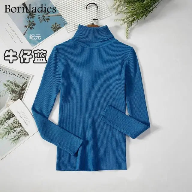 Turtleneck Women Sweaters Autumn Winter Tops Slim Women Pullover Knitted Sweater - Blade & Thread