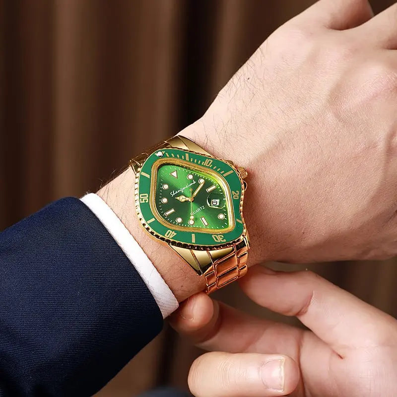 Twisted Submariner Set Alloy Steel Band Waterproof Casual Watch - Blade & Thread
