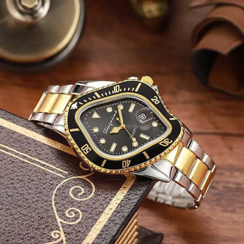 Twisted Submariner Set Alloy Steel Band Waterproof Casual Watch - Blade & Thread