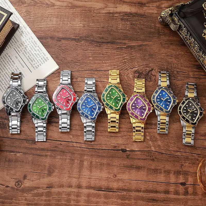 Twisted Submariner Set Alloy Steel Band Waterproof Casual Watch - Blade & Thread
