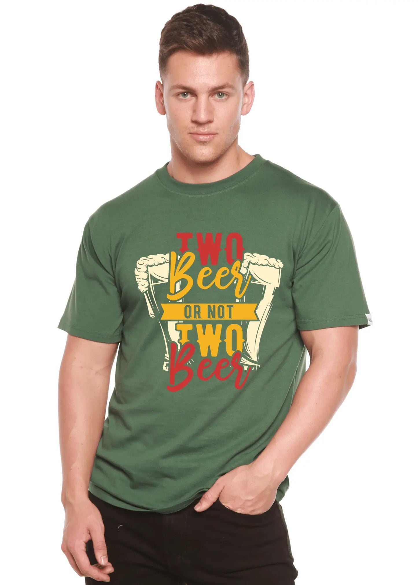 Two Beer Men's Bamboo Viscose/Organic Cotton Short Sleeve Graphic T-Shirt - Blade & Thread