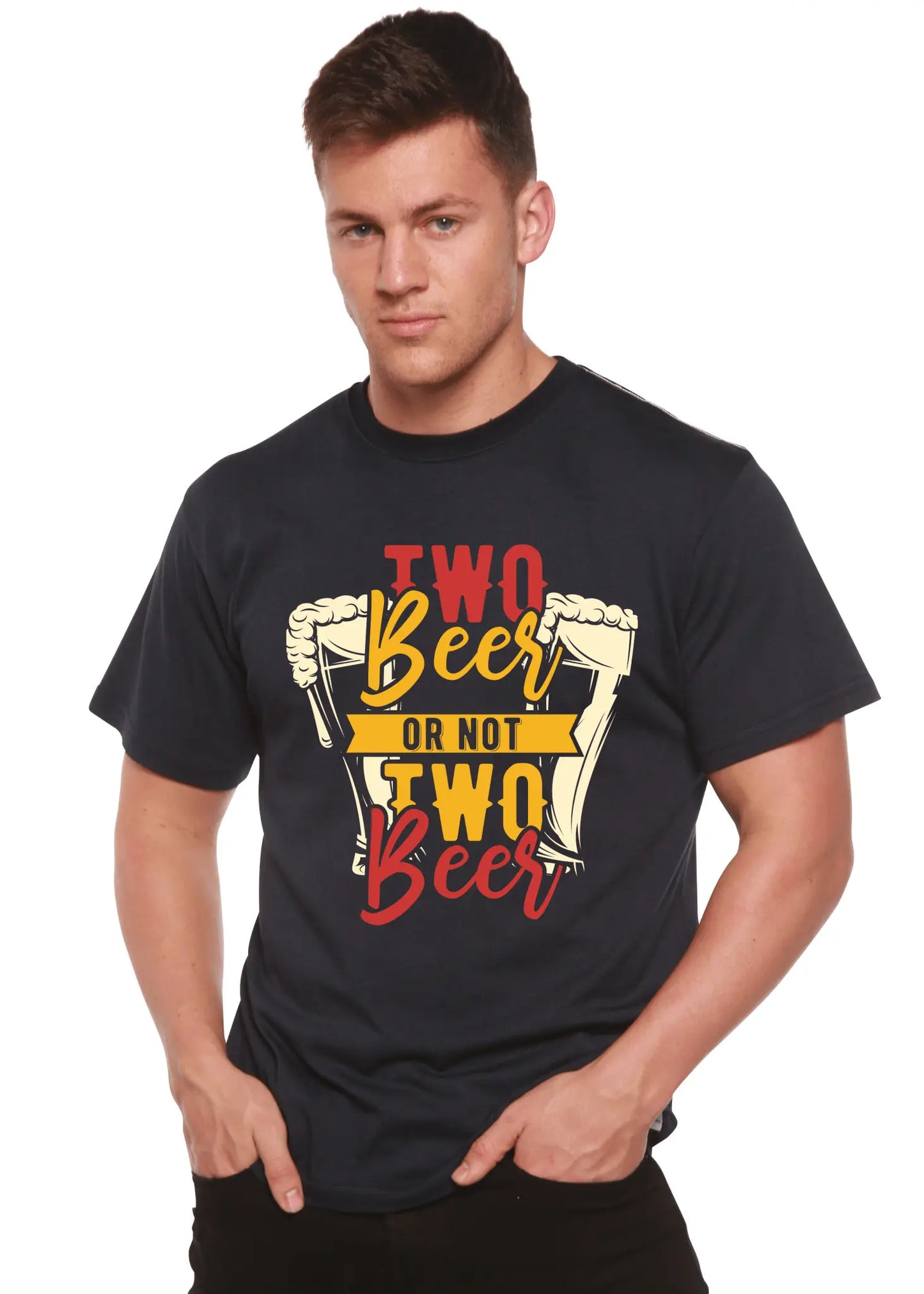 Two Beer Men's Bamboo Viscose/Organic Cotton Short Sleeve Graphic T-Shirt - Blade & Thread