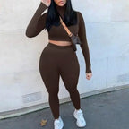 Two Piece Sets Tracksuits High Waist Stretchy Sportswear Hot Crop Tops And Leggings nowadaysfashion