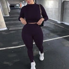 Two Piece Sets Tracksuits High Waist Stretchy Sportswear Hot Crop Tops And Leggings nowadaysfashion