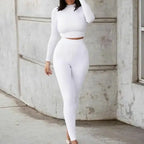Two Piece Sets Tracksuits High Waist Stretchy Sportswear Hot Crop Tops And Leggings nowadaysfashion