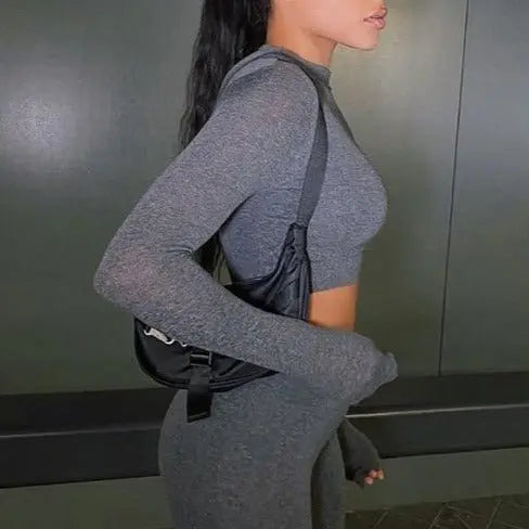 Two Piece Sets Tracksuits High Waist Stretchy Sportswear Hot Crop Tops And Leggings - Blade & Thread