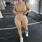Two Piece Sets Tracksuits High Waist Stretchy Sportswear Hot Crop Tops And Leggings nowadaysfashion