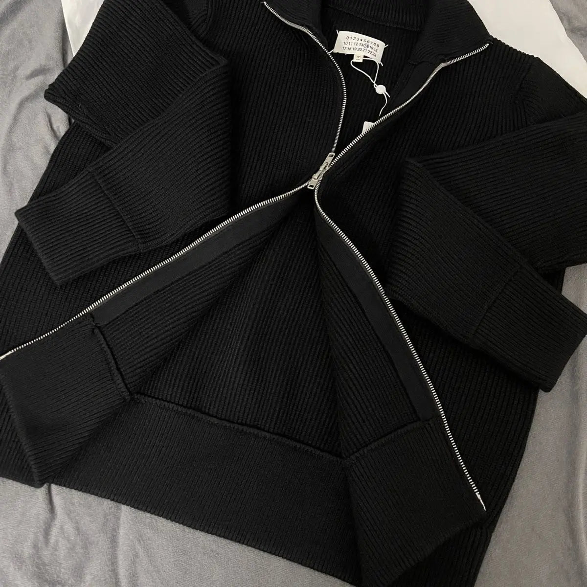 Two-way zipper high collar wool jacket - Blade & Thread