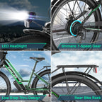 UL2849 Certified 26" Electric Bike for Adults, 750W Peak Motor, 48V 7.8Ah Battery, 19.8 Mph 7-Speed Commuter Ebike with Disc Brakes Blade & Thread
