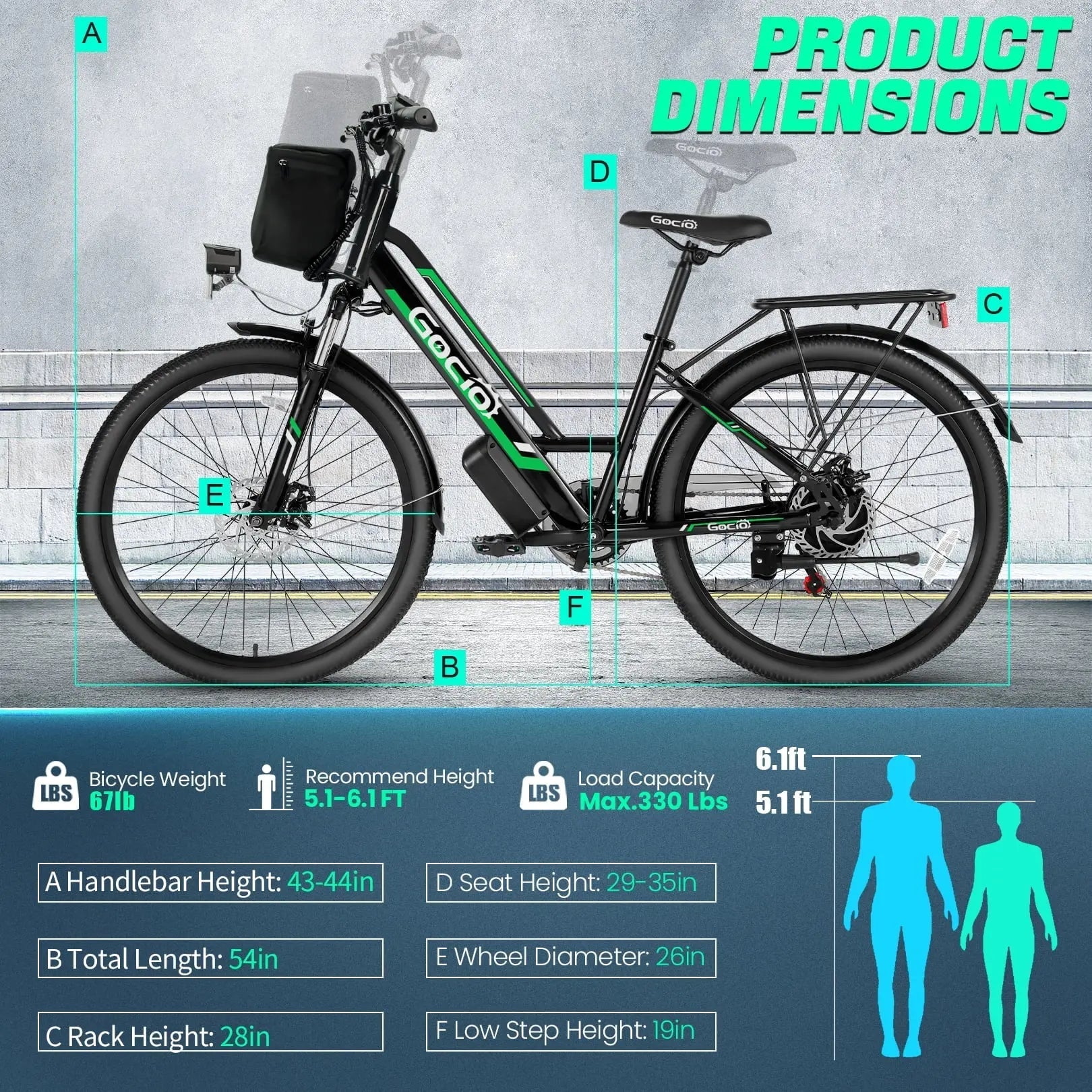 UL2849 Certified 26" Electric Bike for Adults, 750W Peak Motor, 48V 7.8Ah Battery, 19.8 Mph 7-Speed Commuter Ebike with Disc Brakes - Blade & Thread
