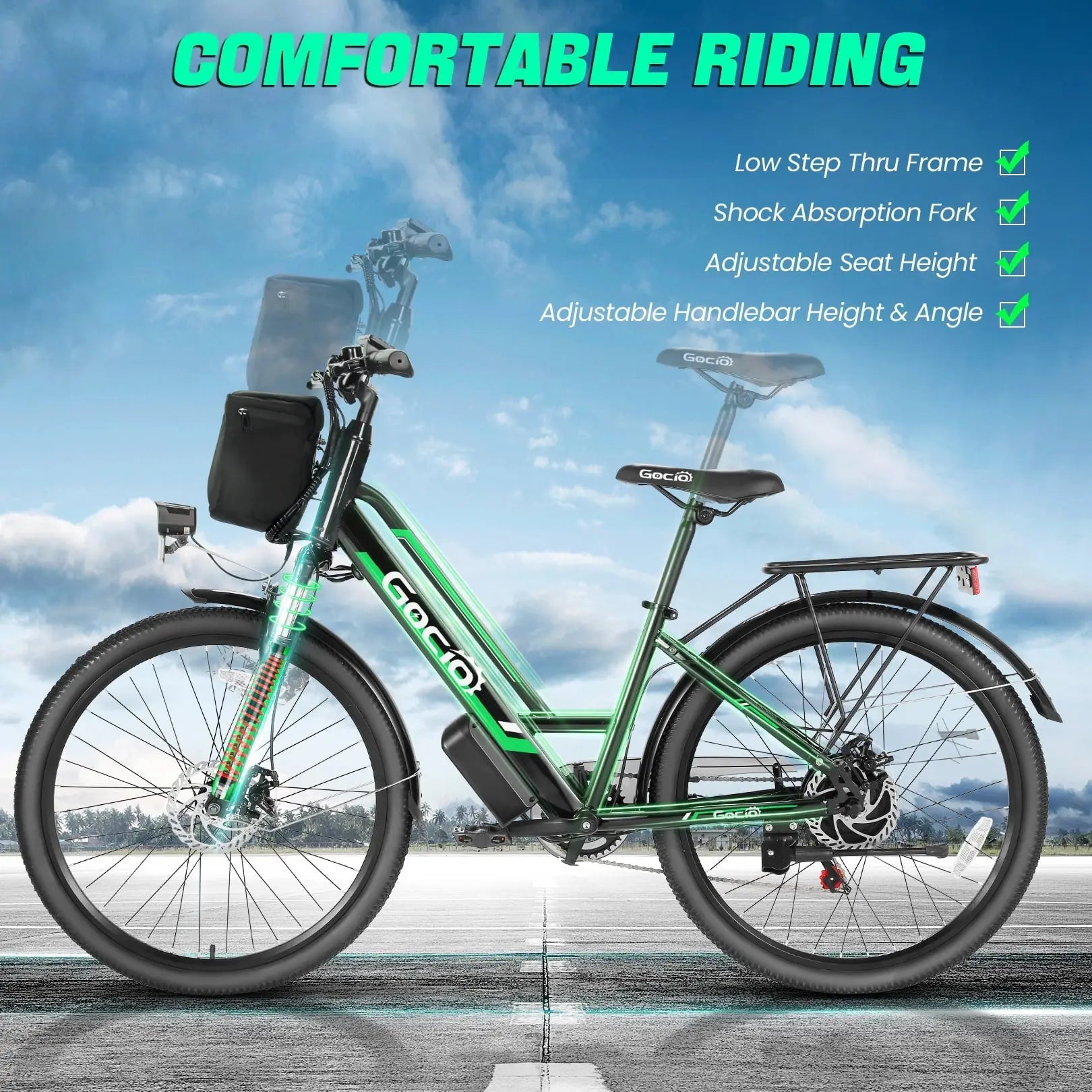 UL2849 Certified 26" Electric Bike for Adults, 750W Peak Motor, 48V 7.8Ah Battery, 19.8 Mph 7-Speed Commuter Ebike with Disc Brakes - Blade & Thread