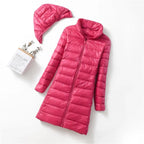Ultralight Thin Down Jacket White Duck Down Hooded long Jackets  Long Sleeve nowadaysfashion