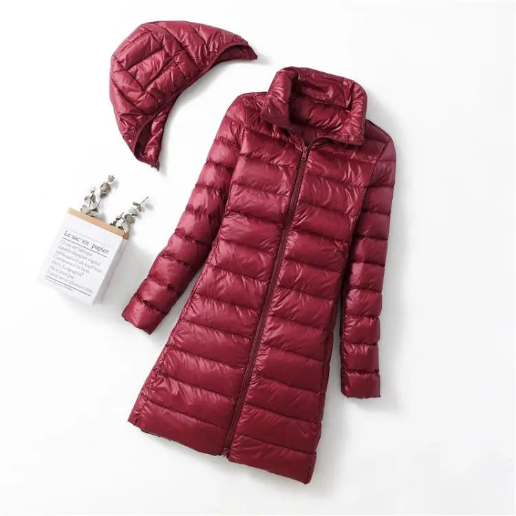 Ultralight Thin Down Jacket White Duck Down Hooded long Jackets Long Sleeve - Blade & Thread