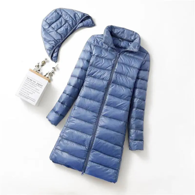Ultralight Thin Down Jacket White Duck Down Hooded long Jackets Long Sleeve - Blade & Thread