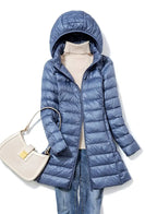 Ultralight Thin Down Jacket White Duck Down Hooded long Jackets  Long Sleeve nowadaysfashion