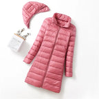 Ultralight Thin Down Jacket White Duck Down Hooded long Jackets  Long Sleeve nowadaysfashion