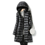 Ultralight Thin Down Jacket White Duck Down Hooded long Jackets  Long Sleeve nowadaysfashion