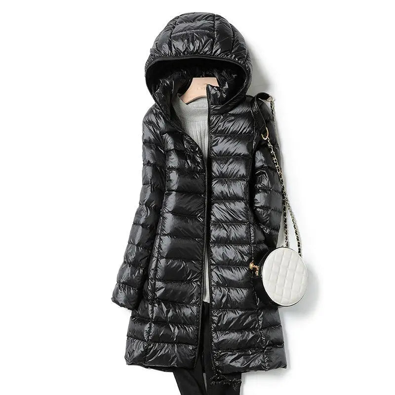 Ultralight Thin Down Jacket White Duck Down Hooded long Jackets Long Sleeve - Blade & Thread