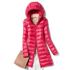 Ultralight Thin Down Jacket White Duck Down Hooded long Jackets  Long Sleeve nowadaysfashion