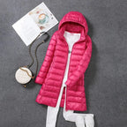 Ultralight Thin Down Jacket White Duck Down Hooded long Jackets  Long Sleeve nowadaysfashion