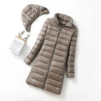 Ultralight Thin Down Jacket White Duck Down Hooded long Jackets  Long Sleeve nowadaysfashion