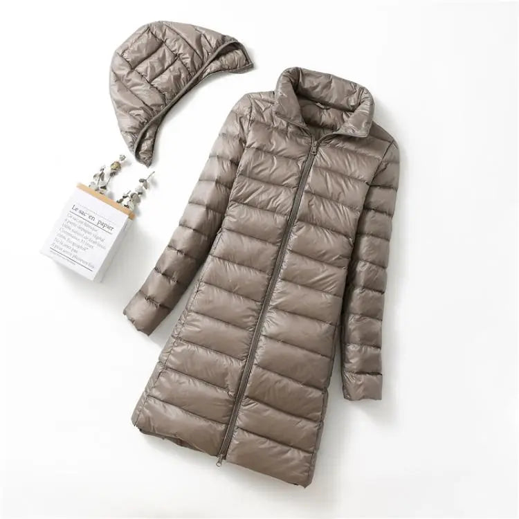 Ultralight Thin Down Jacket White Duck Down Hooded long Jackets Long Sleeve - Blade & Thread