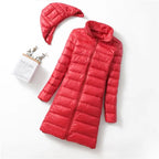 Ultralight Thin Down Jacket White Duck Down Hooded long Jackets  Long Sleeve nowadaysfashion