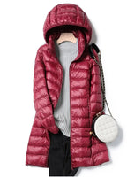Ultralight Thin Down Jacket White Duck Down Hooded long Jackets  Long Sleeve nowadaysfashion