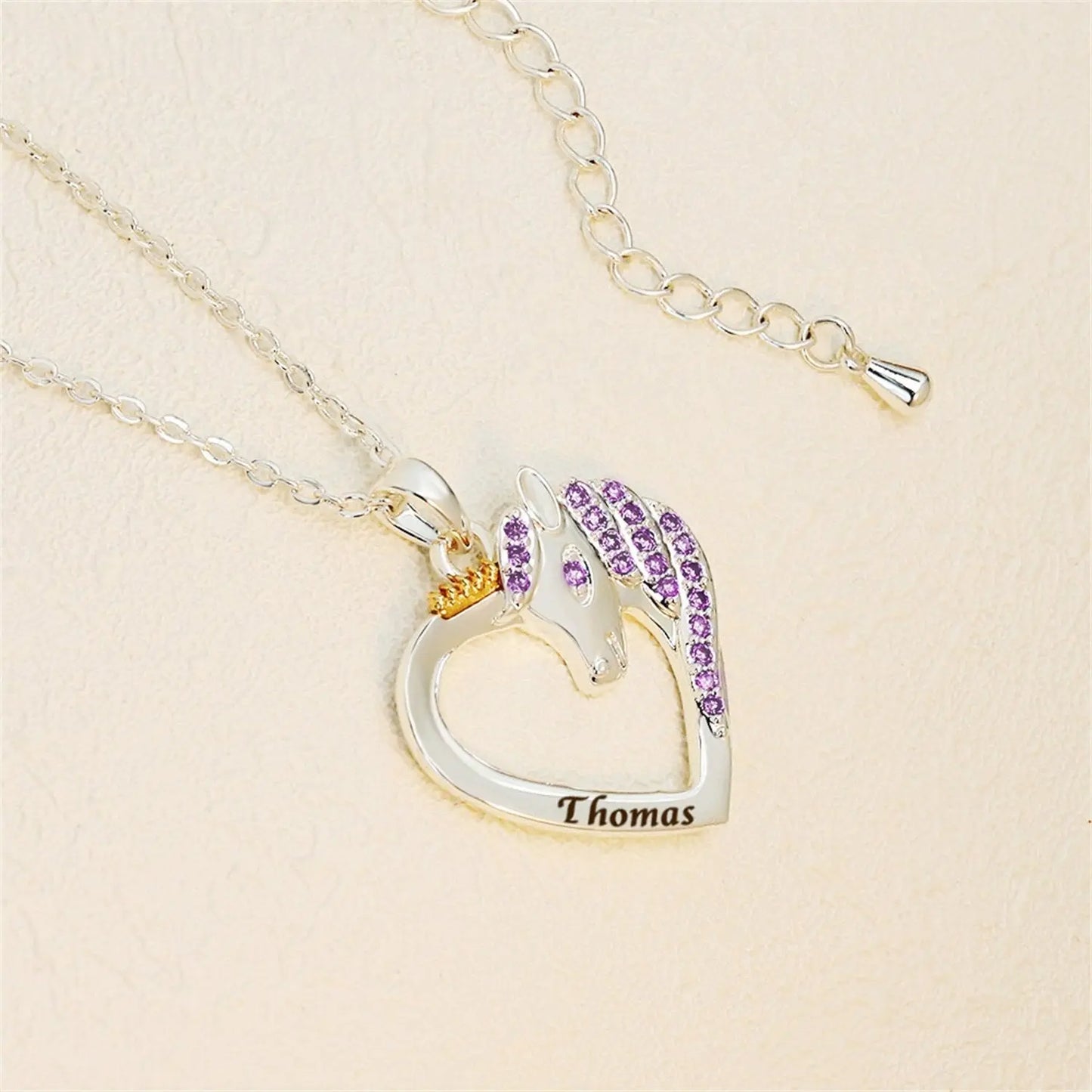 Unicorn Birthstone Rhinestone Custom Name Necklace Child Girl Necklace - Blade & Thread