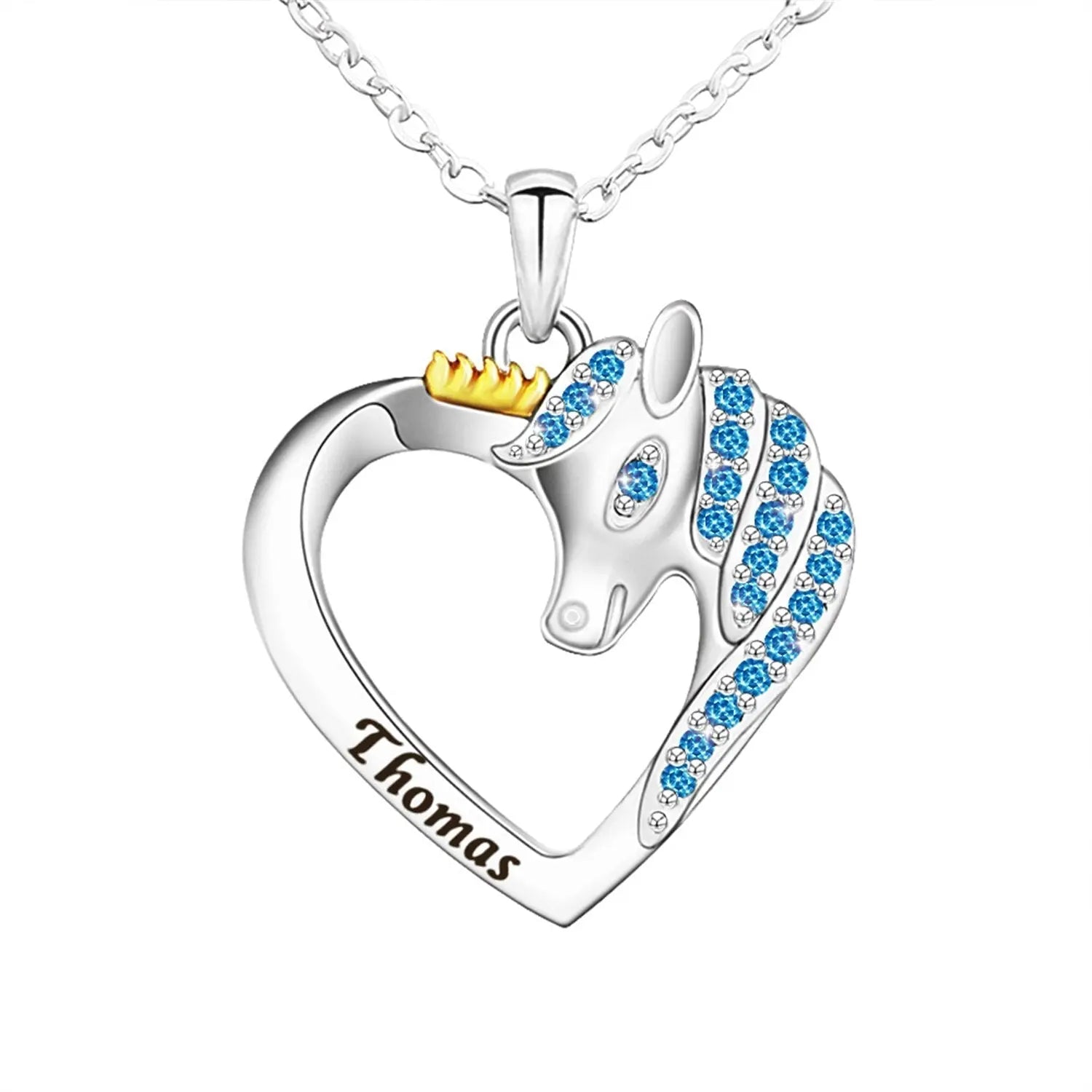 Unicorn Birthstone Rhinestone Custom Name Necklace Child Girl Necklace - Blade & Thread