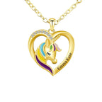 Unicorn Birthstone Rhinestone Custom Name Necklace Child Girl Necklace nowadaysfashion
