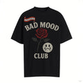 Unisex BAD MOOD CLUB Graphic T-Shirt – Sad Face & Rose Dark Streetwear Tee nowadaysfashion