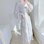 V-neck Chiffon Floral Dress Women Spring Summer Fairy Long Dresses Female nowadaysfashion