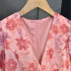 V-neck Floral Printed Dress Women Elegant Puff Sleeve Slim A-line Dress nowadaysfashion