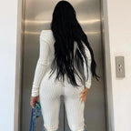 V-Neck Long Sleeves Buttons Bodycon Skinny Jumpsuit Rompers nowadaysfashion