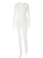 V-Neck Long Sleeves Buttons Bodycon Skinny Jumpsuit Rompers nowadaysfashion