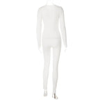 V-Neck Long Sleeves Buttons Bodycon Skinny Jumpsuit Rompers nowadaysfashion