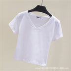 V-neck midriff-baring slim-waisted top nowadaysfashion