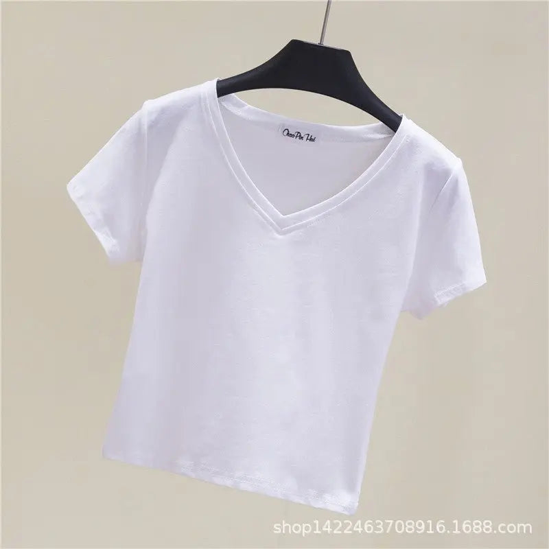 V-neck midriff-baring slim-waisted top nowadaysfashion