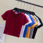 V-neck midriff-baring slim-waisted top nowadaysfashion
