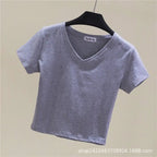 V-neck midriff-baring slim-waisted top nowadaysfashion