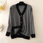 V-neck Striped Cardigans Sweaters Long Sleeve Loose Knitted Open Stitch Outwear nowadaysfashion