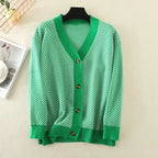 V-neck Striped Cardigans Sweaters Long Sleeve Loose Knitted Open Stitch Outwear nowadaysfashion