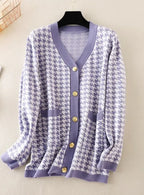 V-neck Striped Cardigans Sweaters Long Sleeve Loose Knitted Open Stitch Outwear nowadaysfashion