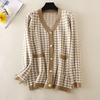 V-neck Striped Cardigans Sweaters Long Sleeve Loose Knitted Open Stitch Outwear nowadaysfashion