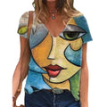V Neck Tshirt Women's Summer Print Shirt Tops Loose Female Tee Streetwear Short Sleeve Clothes nowadaysfashion